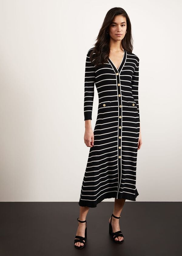 hobbs Belmont Knitted Dress Black Ivory
