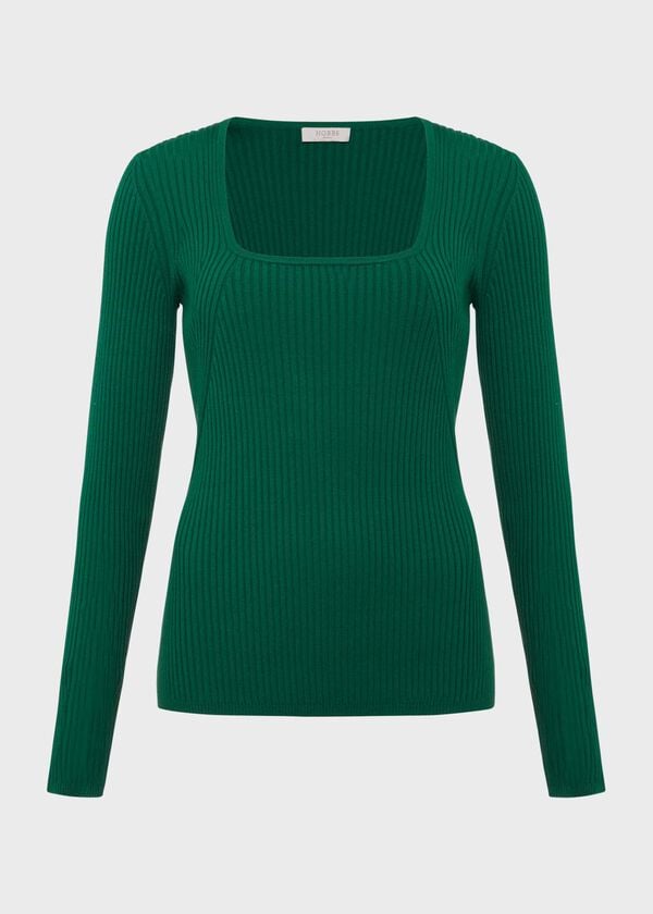 Hobbs Bethan Knitted Top Evergreen