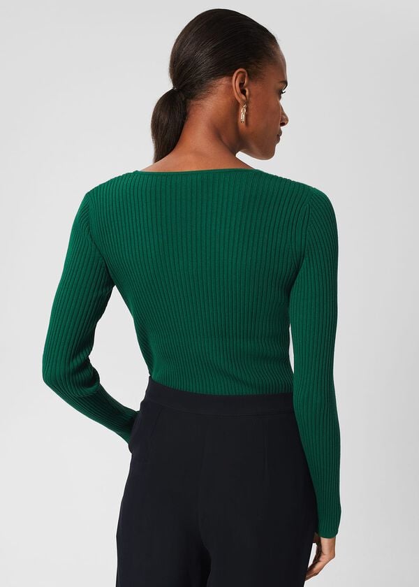 Hobbs Bethan Knitted Top Evergreen