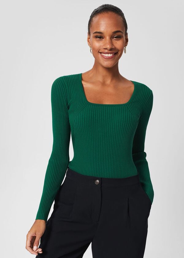 hobbs Bethan Knitted Top Evergreen