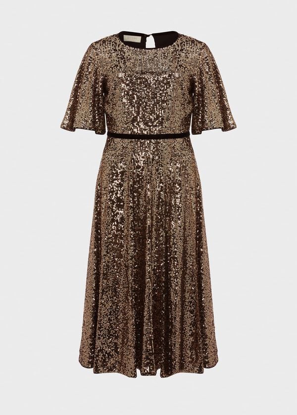 Hobbs Betsey Sequin Dress Metallic