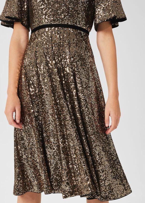 Hobbs Betsey Sequin Dress Metallic
