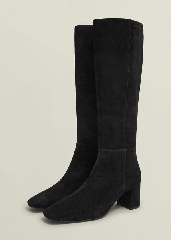Hobbs Betsy Suede Knee Boots Black