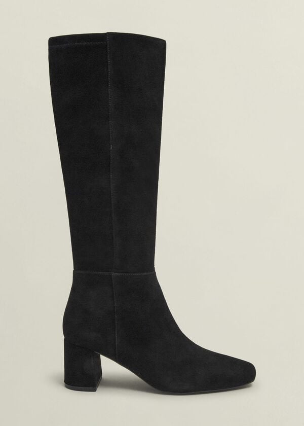 hobbs Betsy Suede Knee Boots Black