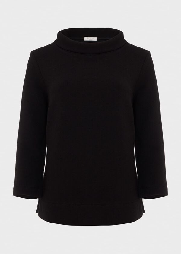 Hobbs Betsy Textured Top With Cotton Black