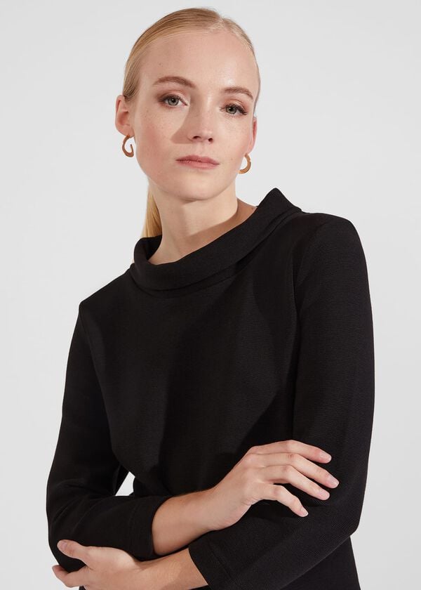 Hobbs Betsy Textured Top With Cotton Black