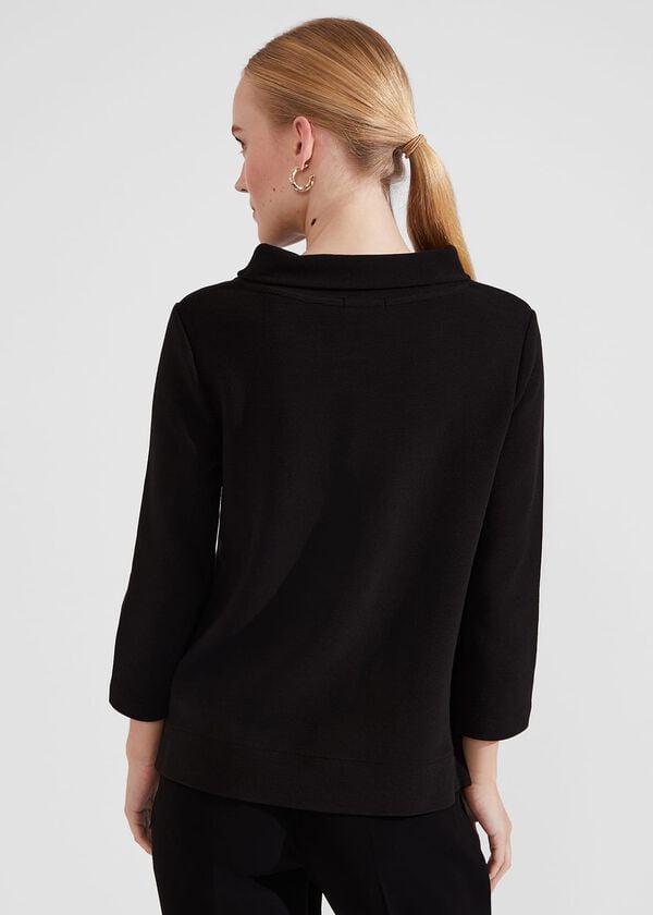 Hobbs Betsy Textured Top With Cotton Black