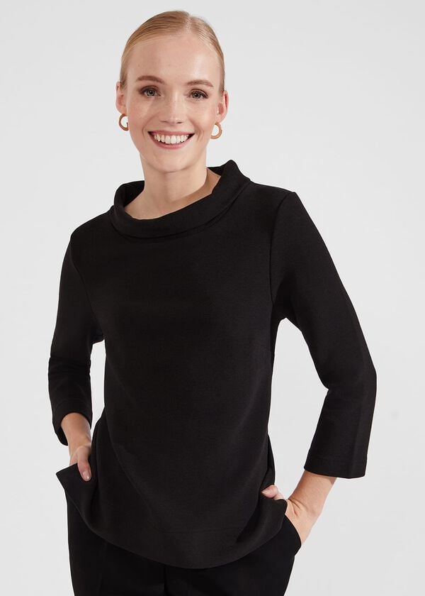 hobbs Betsy Textured Top With Cotton Black