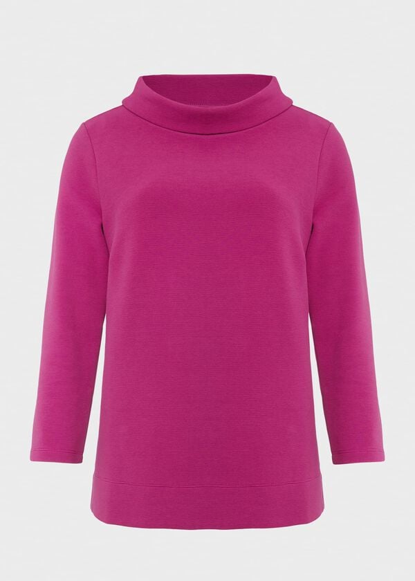 Hobbs Betsy Textured Top With Cotton Magenta Pink