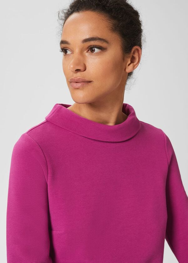 Hobbs Betsy Textured Top With Cotton Magenta Pink