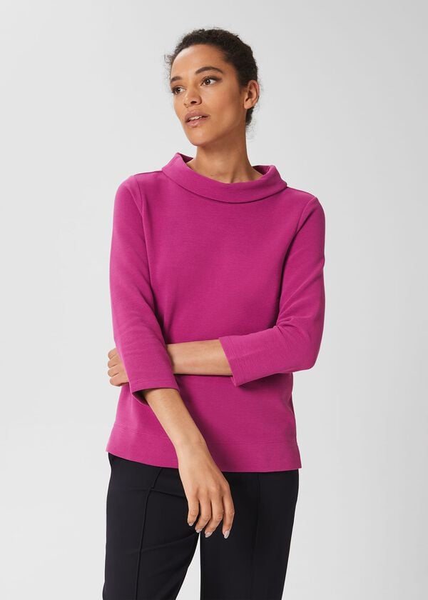 hobbs Betsy Textured Top With Cotton Magenta Pink