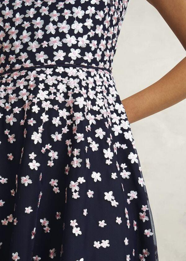 Hobbs Betty Embroidered Dress Midnight Pink