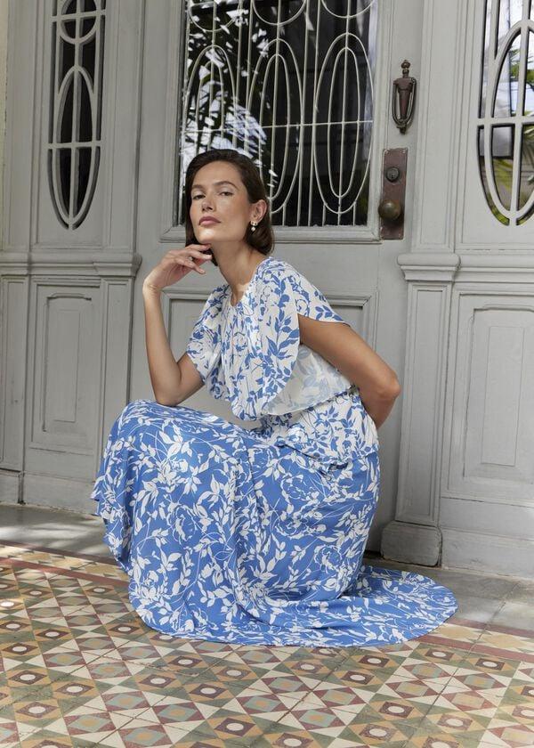 hobbs Bianca Skirt Blue Cream