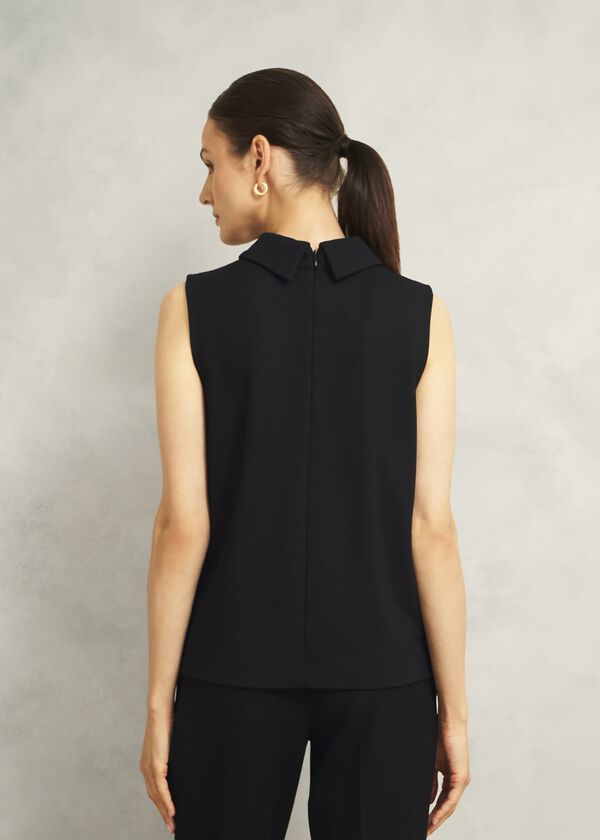 Hobbs Black Clarice Roll Neck Sleeveless Top Black
