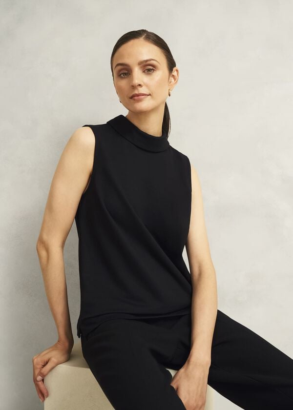 hobbs Black Clarice Roll Neck Sleeveless Top Black