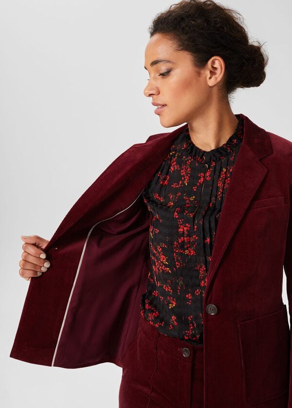 Hobbs Blake Cord Blazer Dark Red