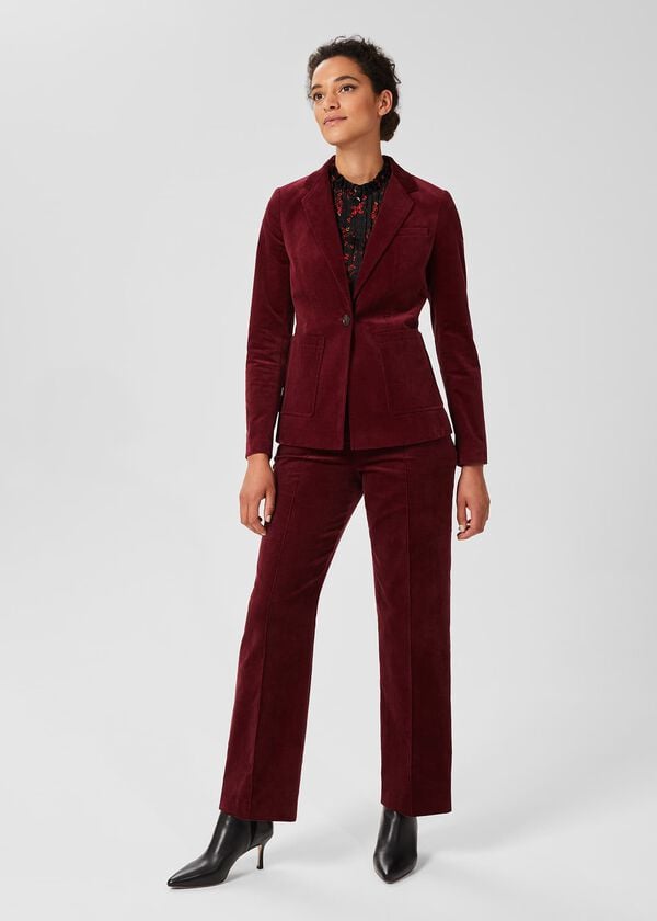 hobbs Blake Cord Blazer Dark Red