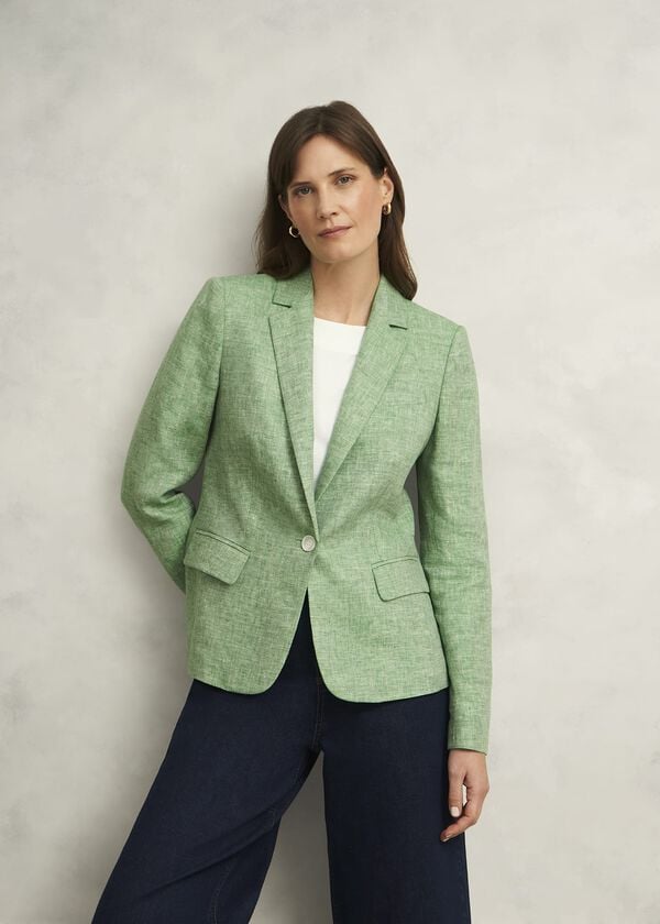 hobbs Blake Linen Jacket Laurel Green