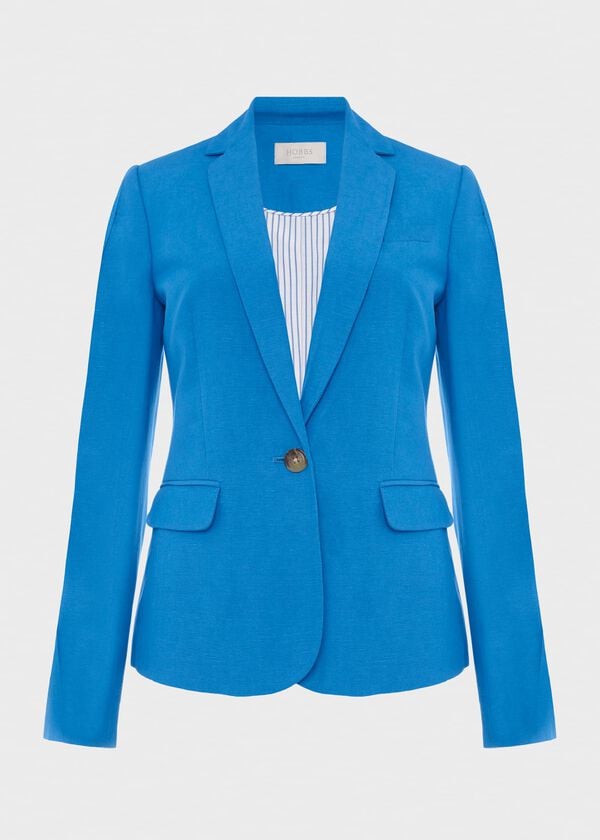 Hobbs Blake Silk Linen Jacket Azure Blue