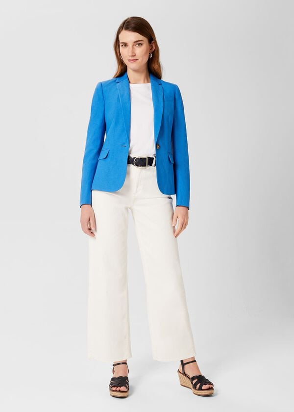 hobbs Blake Silk Linen Jacket Azure Blue