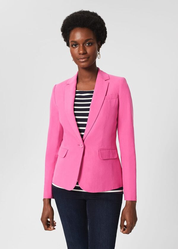 hobbs Blake Silk Linen Jacket Deep Fuchsia