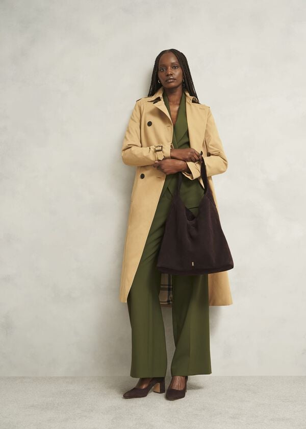 Hobbs Blakely Suede Shoulder Bag Deep Brown