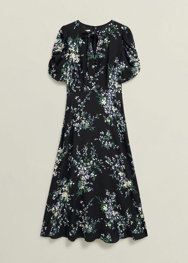 Hobbs Blenheim Tea Dress Black Multi