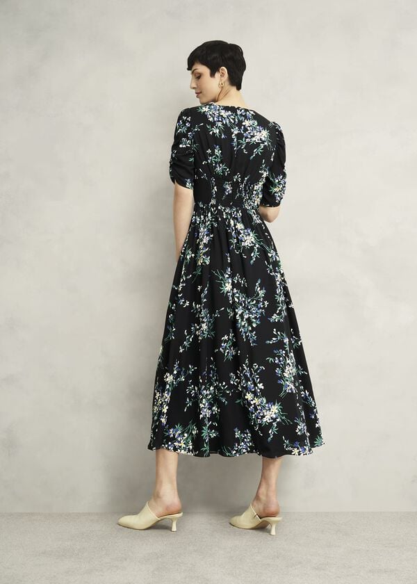 Hobbs Blenheim Tea Dress Black Multi