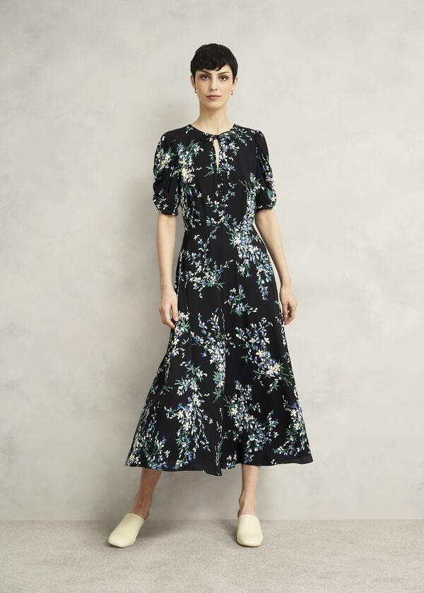 Hobbs Blenheim Tea Dress Black Multi