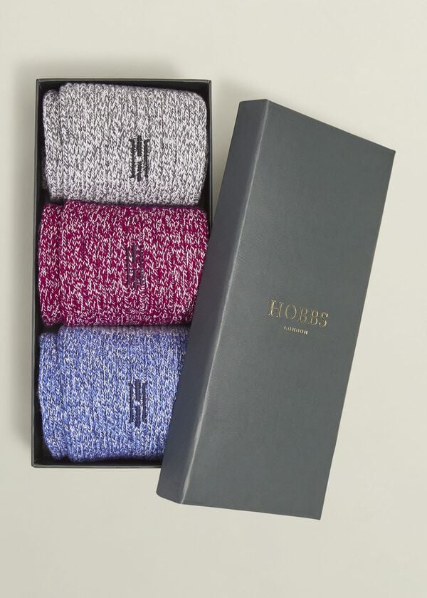 Hobbs Boot Sock Set Blue Red Grey