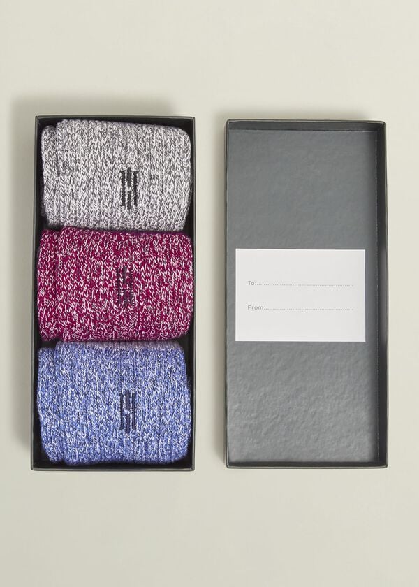 Hobbs Boot Sock Set Blue Red Grey