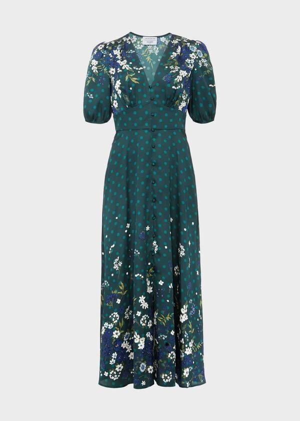 Hobbs Bourchier Fit And Flare Dress Green Multi