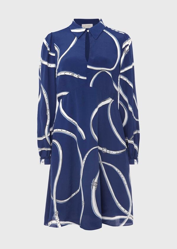 Hobbs Brea Dress Deep Blue Multi