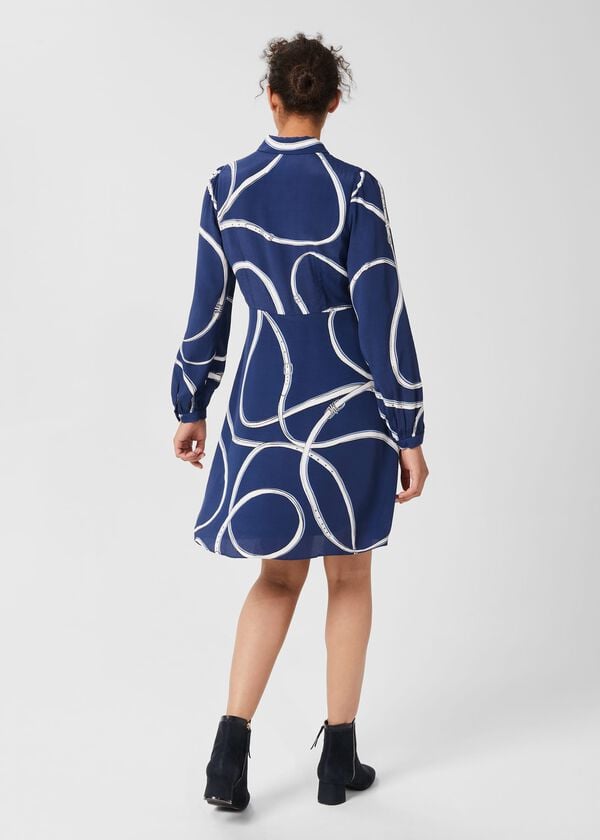 Hobbs Brea Dress Deep Blue Multi