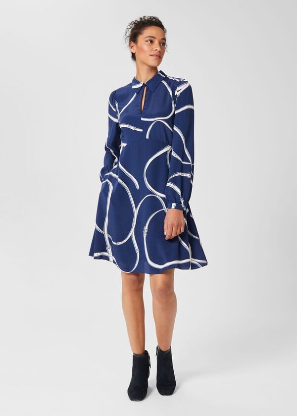 hobbs Brea Dress Deep Blue Multi