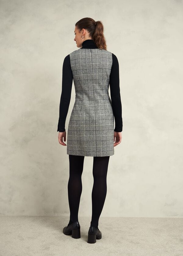 Hobbs Brea Wool Dress Black White