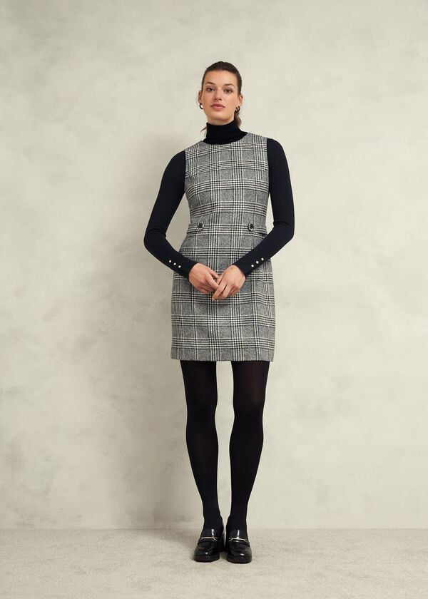 hobbs Brea Wool Dress Black White