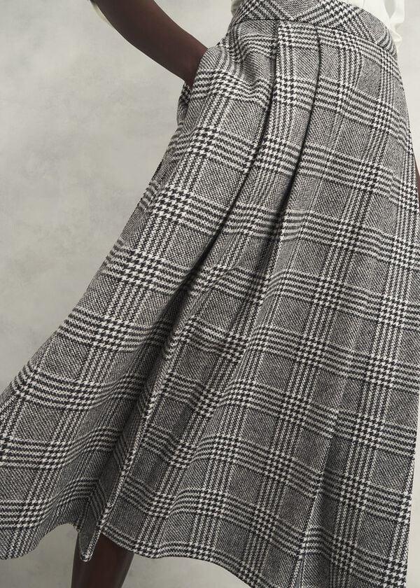 Hobbs Brea Wool Full Skirt Black White