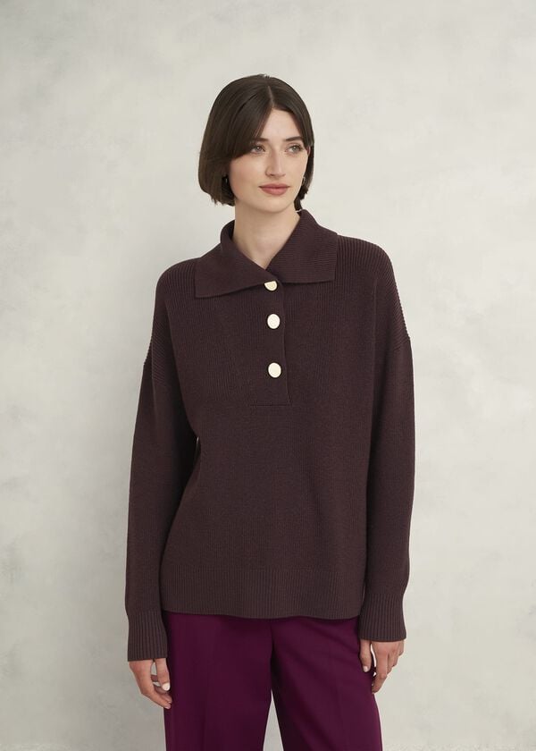 hobbs Brenna Merino Wool Jumper Malbec
