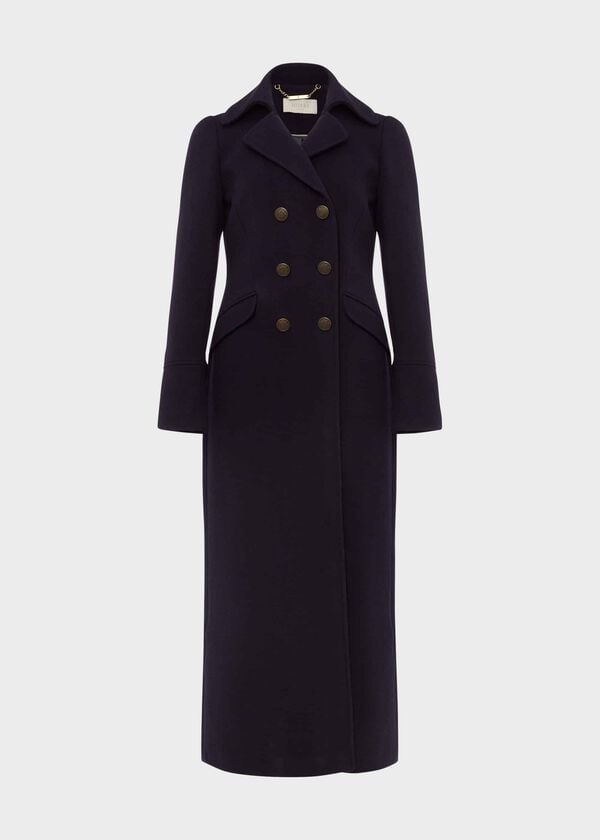 Hobbs Brenna Wool Blend Maxi Coat Navy