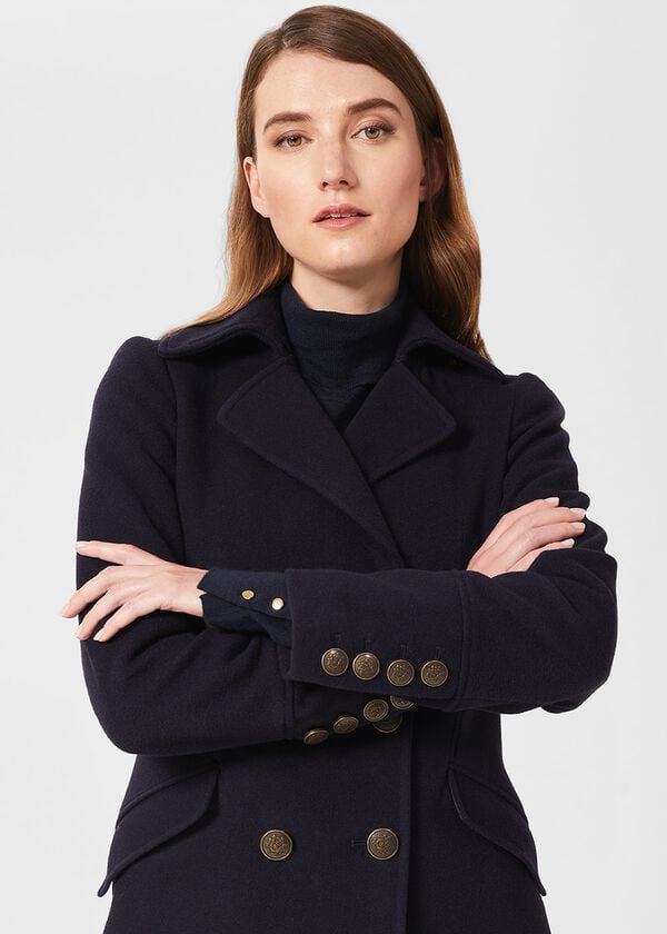 Hobbs Brenna Wool Blend Maxi Coat Navy