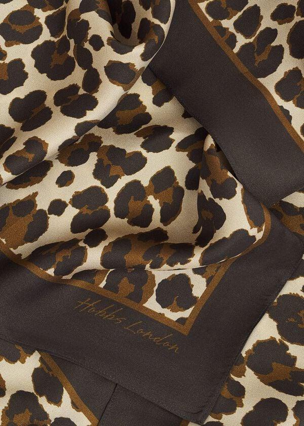 Hobbs Bria Silk Leopard Scarf Brown Multi