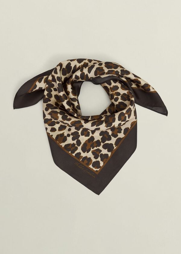 hobbs Bria Silk Leopard Scarf Brown Multi