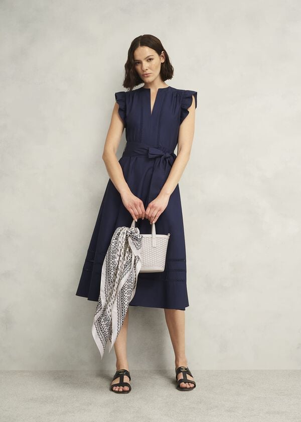 Hobbs Bria Silk Scarf Cream Navy