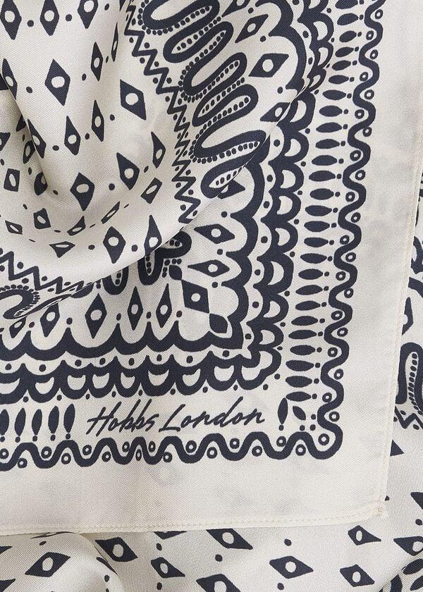 Hobbs Bria Silk Scarf Cream Navy