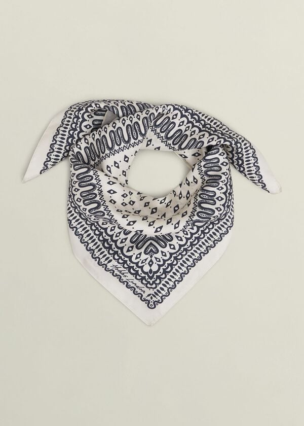 hobbs Bria Silk Scarf Cream Navy