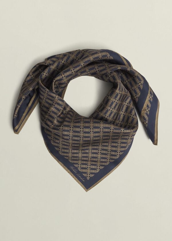 Hobbs Bria Silk Scarf Navy Camel