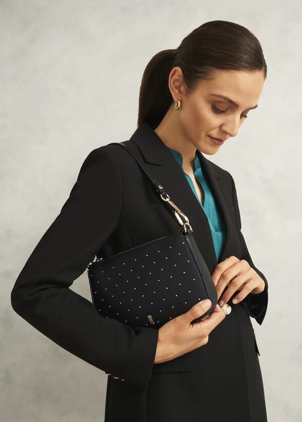 Hobbs Briella Leather Stud Bag Black