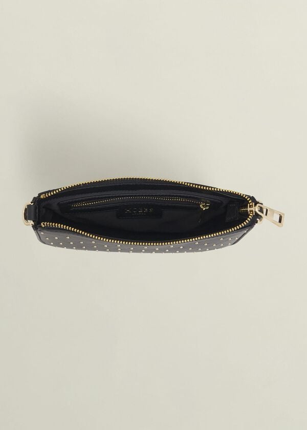 Hobbs Briella Leather Stud Bag Black