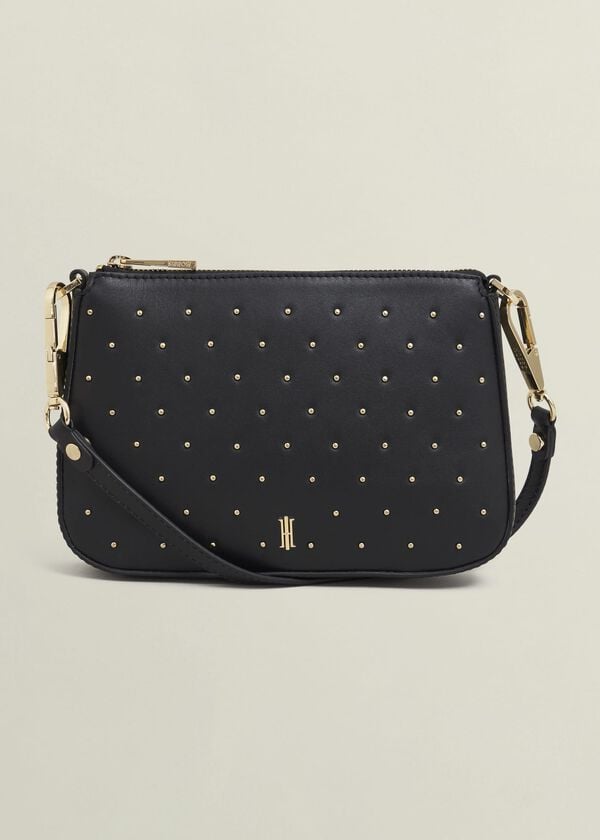 hobbs Briella Leather Stud Bag Black